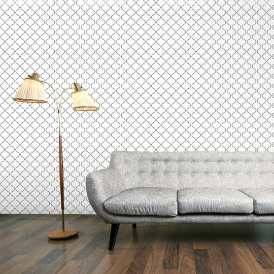 Tapeta Wall Art Classic Arabesca czarna fuga i białe tło - tapeta geometryczna