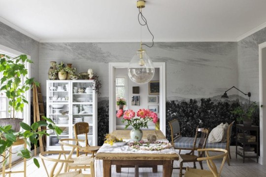 Sandberg 658-31 Lofstad Oak View Graphite - mural z krajobrazem