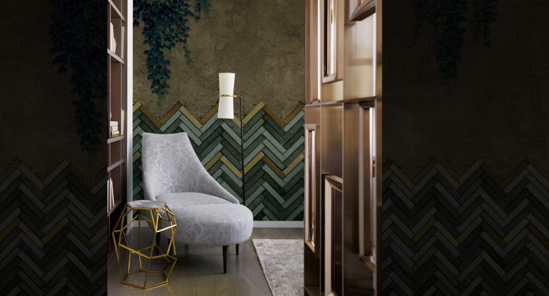 Mural Muance Fishbone bricks MU12046