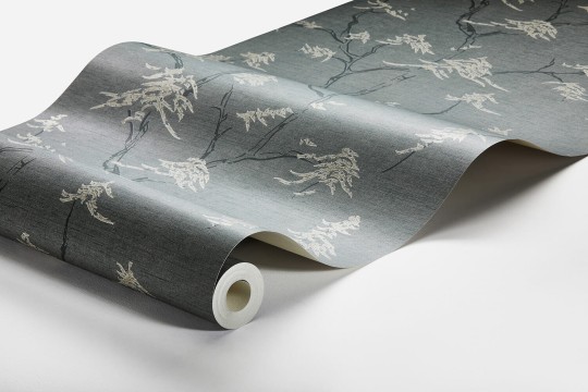 Boras Tapeter 3101 Eastern Simplicity Temple Tree Blue - tapeta w gałęzie japońskich drzewek