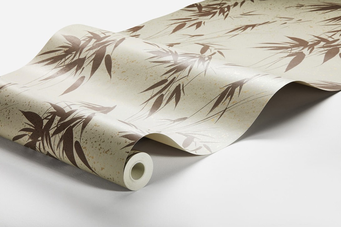 Boras Tapeter 3112 Eastern Simplicity Ink Bamboo Red - tapeta w liście bambusa