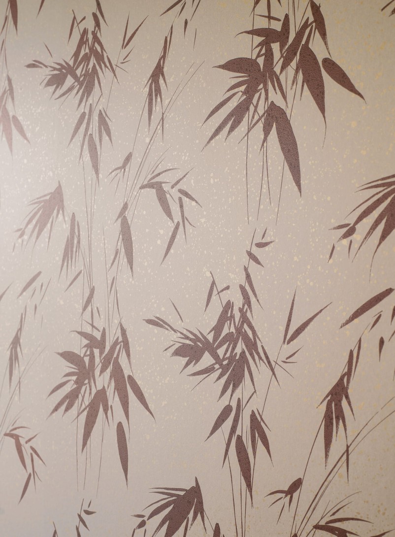 Boras Tapeter 3112 Eastern Simplicity Ink Bamboo Red - tapeta w liście bambusa