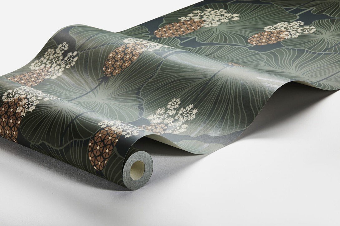 Boras Tapeter 3119 Eastern Simplicity Umbrella Leaves Green - tapeta w kwiaty i liście