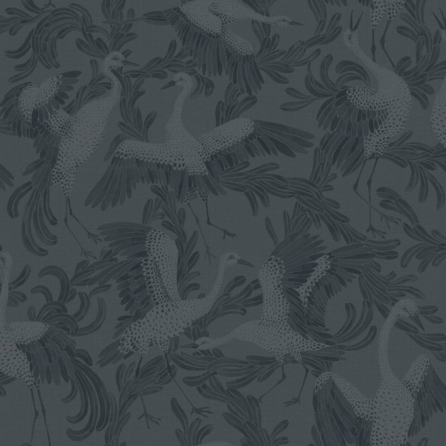 Boras Tapeter 3128 Eastern Simplicity Dancing Crane Blue - tapeta w żurawie