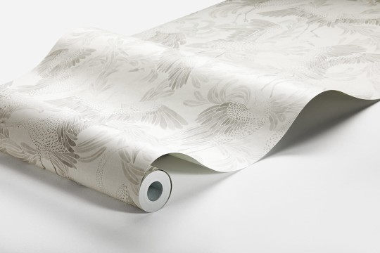 Boras Tapeter 3130 Eastern Simplicity Dancing Crane White - tapeta w żurawie