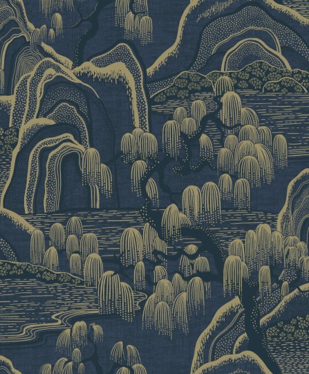 Boras Tapeter 3132 Eastern Simplicity Indigo Garden Blue - tapeta japoński ogród
