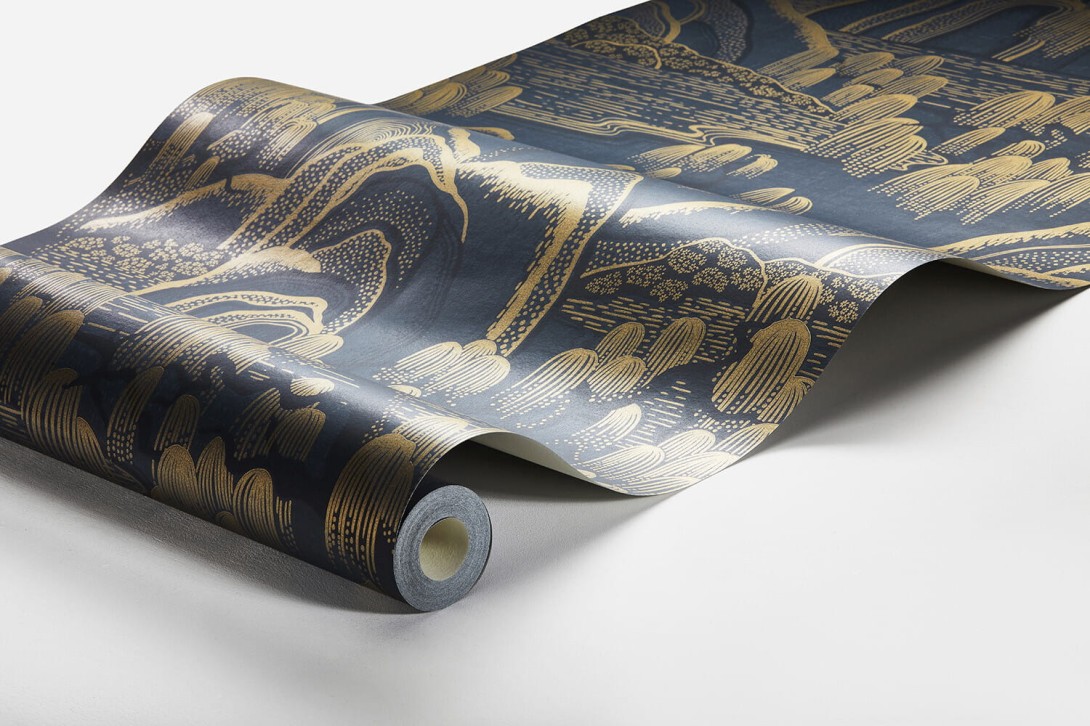 Boras Tapeter 3132 Eastern Simplicity Indigo Garden Blue - tapeta japoński ogród