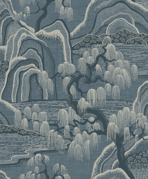 Boras Tapeter 3133 Eastern Simplicity Indigo Garden Blue - tapeta japoński ogród