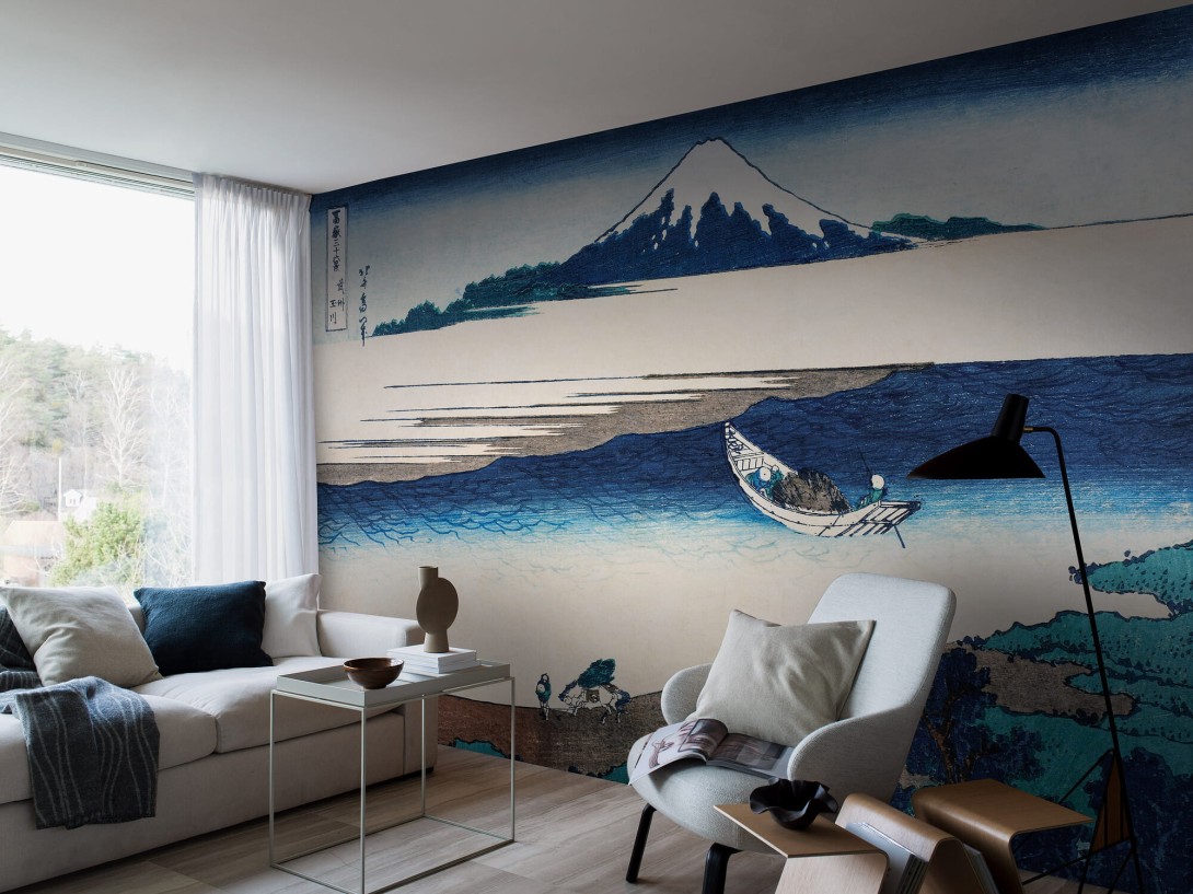 Boras Tapeter 3139 Eastern Simplicity Hokusai Blue - mural japoński krajobraz