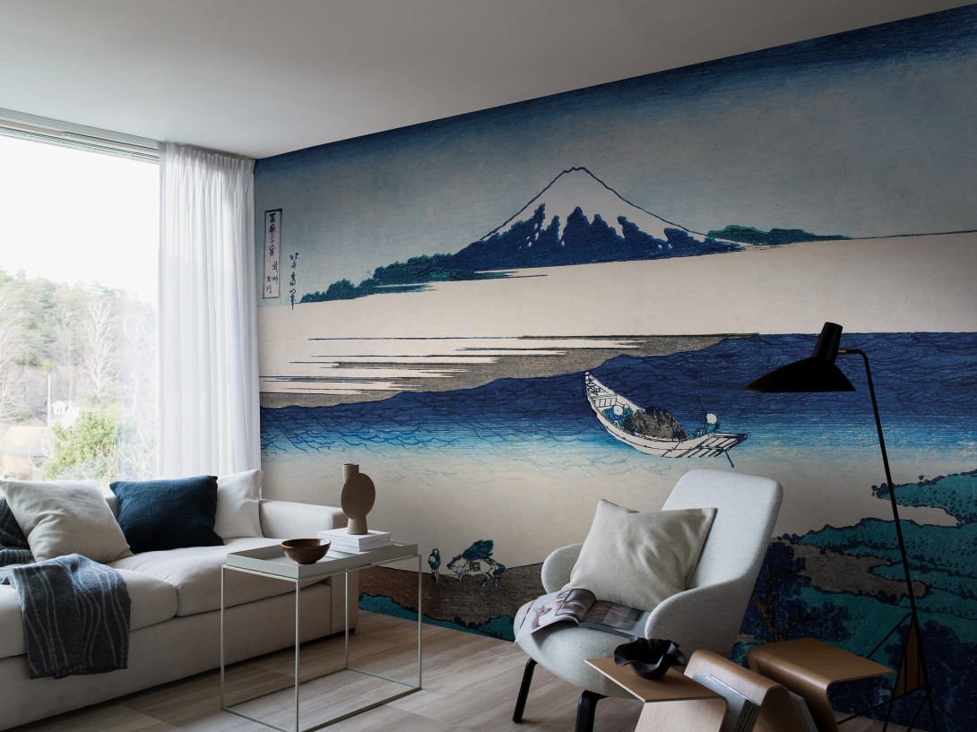 Boras Tapeter 3142 Eastern Simplicity Hokusai Blue - mural japoński krajobraz