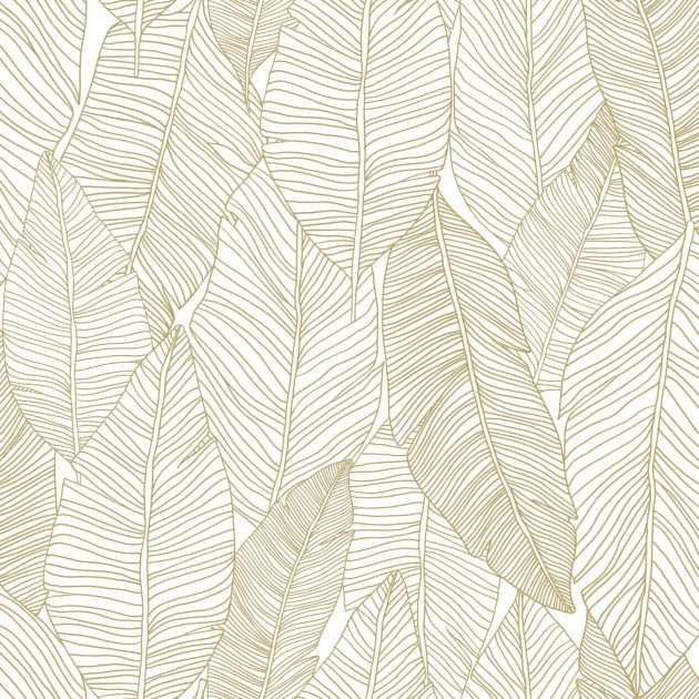 Tapeta Esta Black & White With A Splash Of Gold 139125 Pen Drawn Leaves