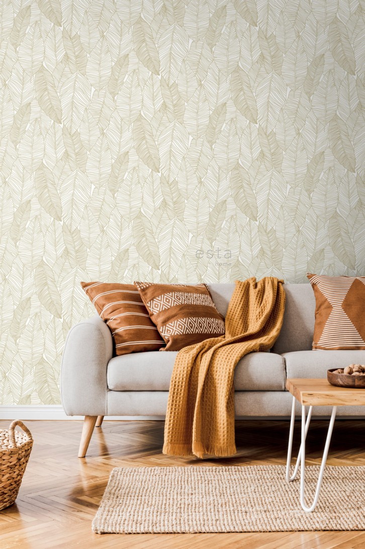 Tapeta Esta Black & White With A Splash Of Gold 139125 Pen Drawn Leaves