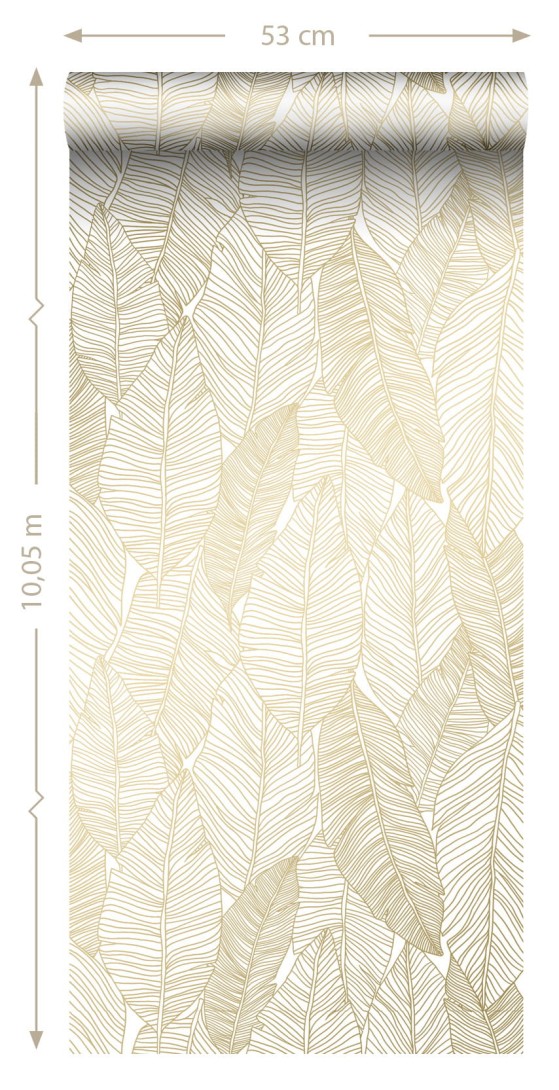 Tapeta Esta Black & White With A Splash Of Gold 139125 Pen Drawn Leaves