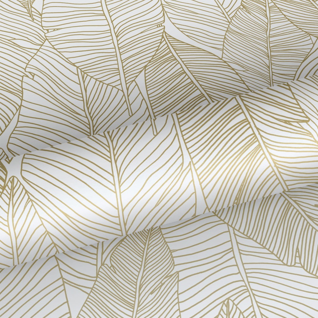Tapeta Esta Black & White With A Splash Of Gold 139125 Pen Drawn Leaves