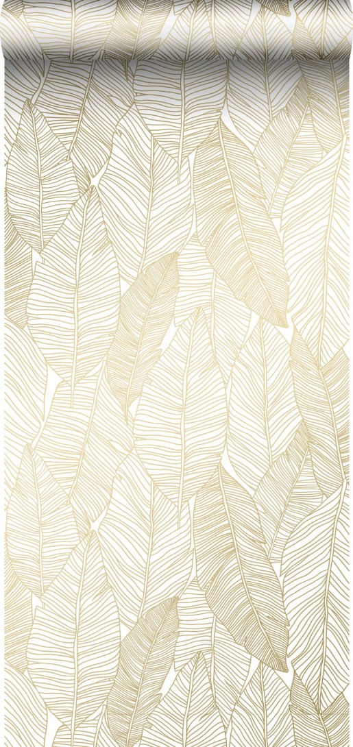 Tapeta Esta Black & White With A Splash Of Gold 139125 Pen Drawn Leaves