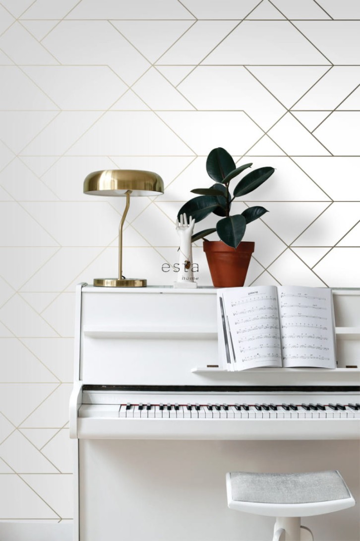 Tapeta Esta Black & White With A Splash Of Gold 139143 Graphic Lines