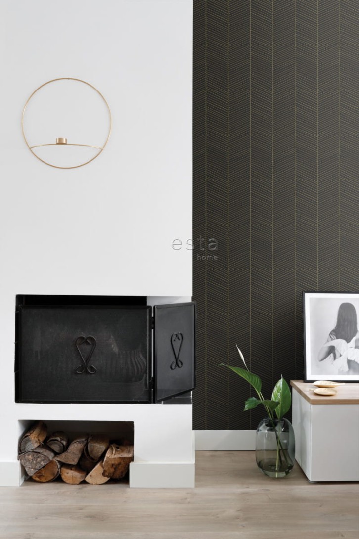 Tapeta Esta Black & White With A Splash Of Gold 139136 Herring Bone