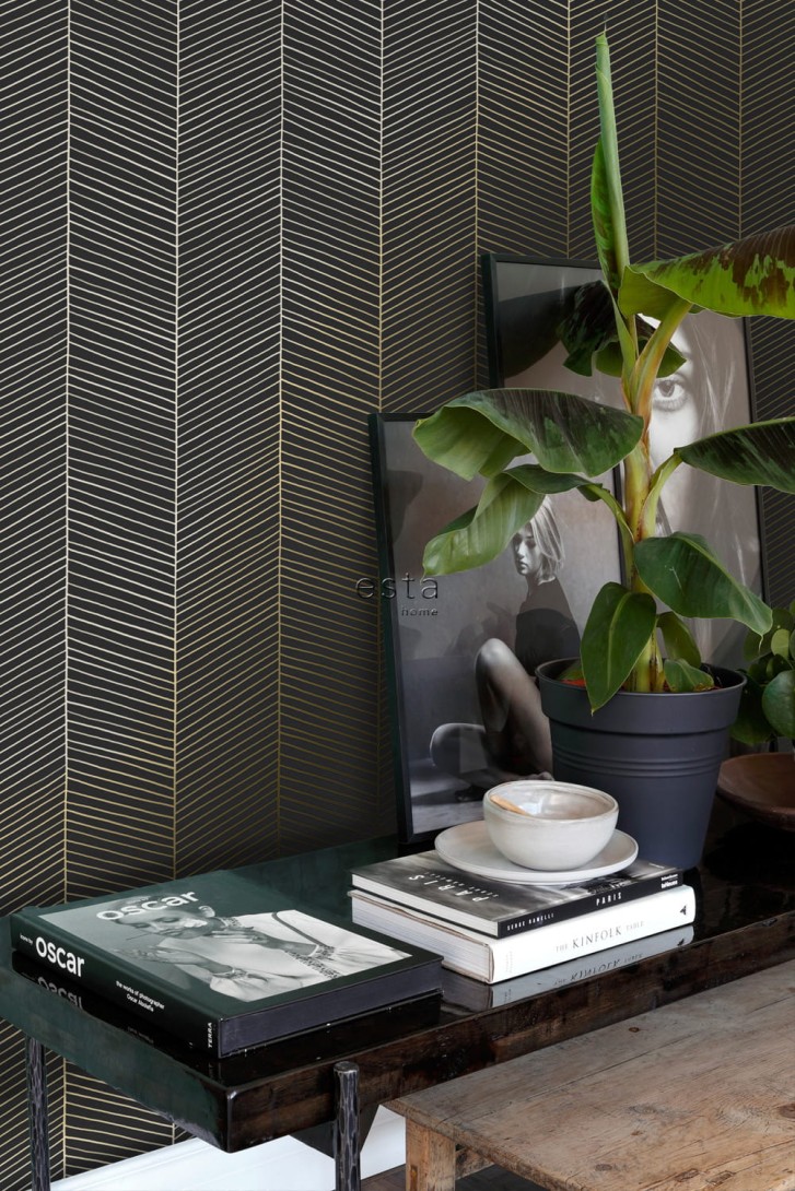 Tapeta Esta Black & White With A Splash Of Gold 139136 Herring Bone