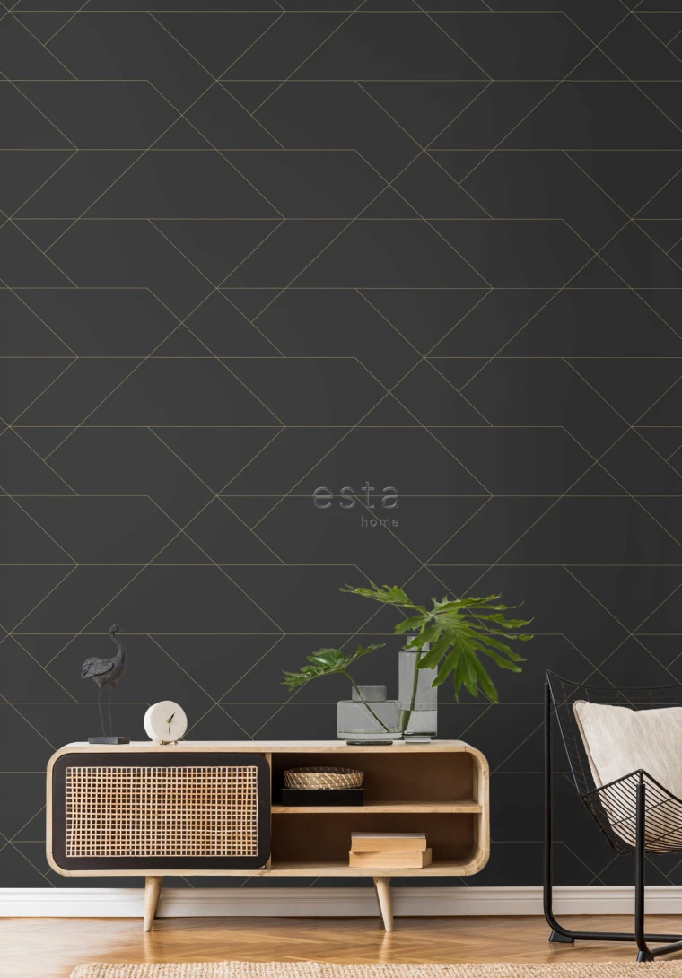 Tapeta Esta Black & White With A Splash Of Gold 139144 Graphic Lines