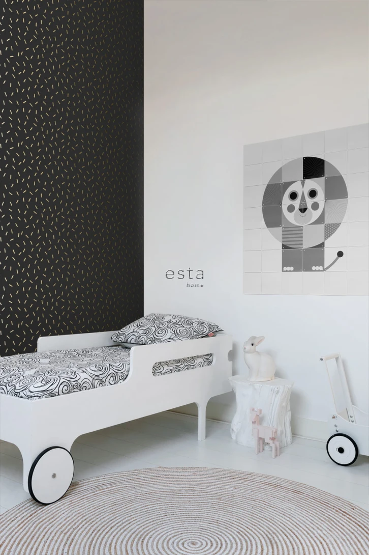 Tapeta Esta Black & White With A Splash Of Gold 139128 Polka Dots