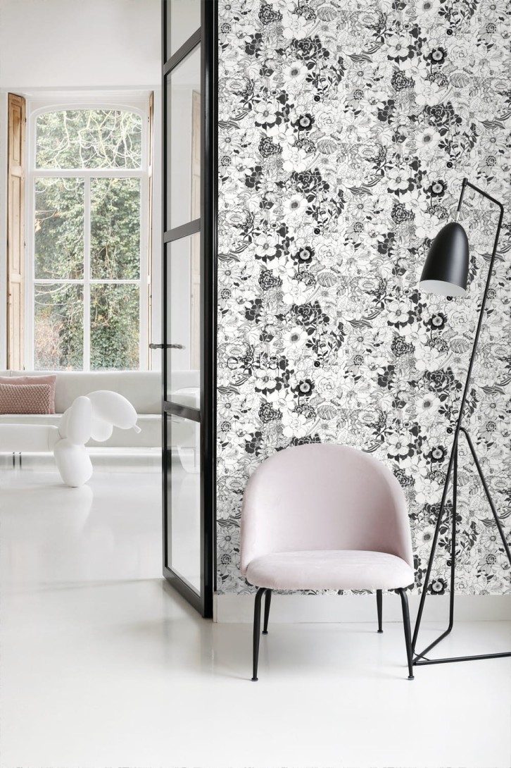 Tapeta Esta Black & White With A Splash Of Gold 138503 Flowers