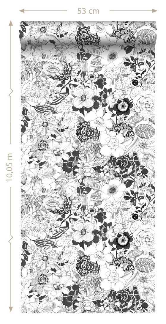 Tapeta Esta Black & White With A Splash Of Gold 138503 Flowers