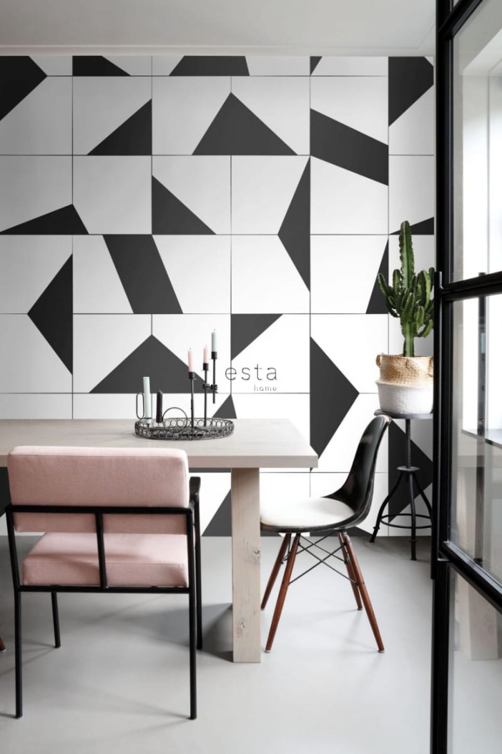 Mural Esta Black & White With A Splash Of Gold 158908 Mural Tile Motif