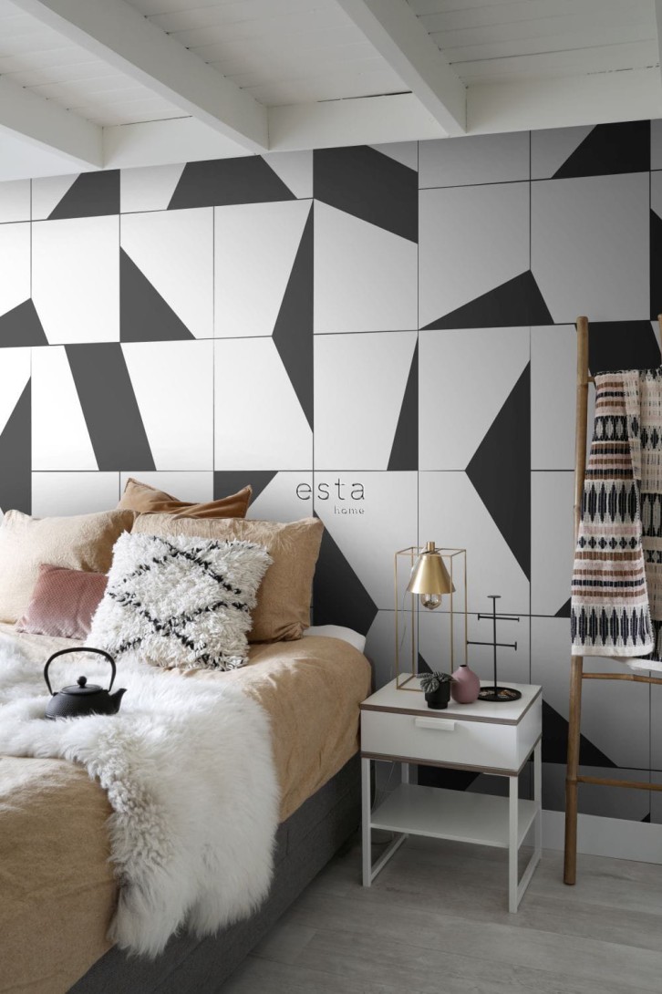 Mural Esta Black & White With A Splash Of Gold 158908 Mural Tile Motif