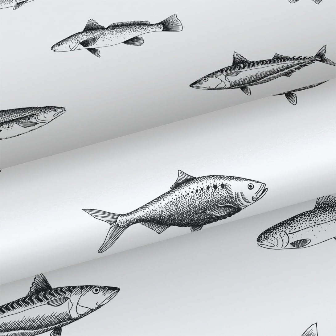 Tapeta Esta Black & White With A Splash Of Gold 138967 Pen Drawing Fish