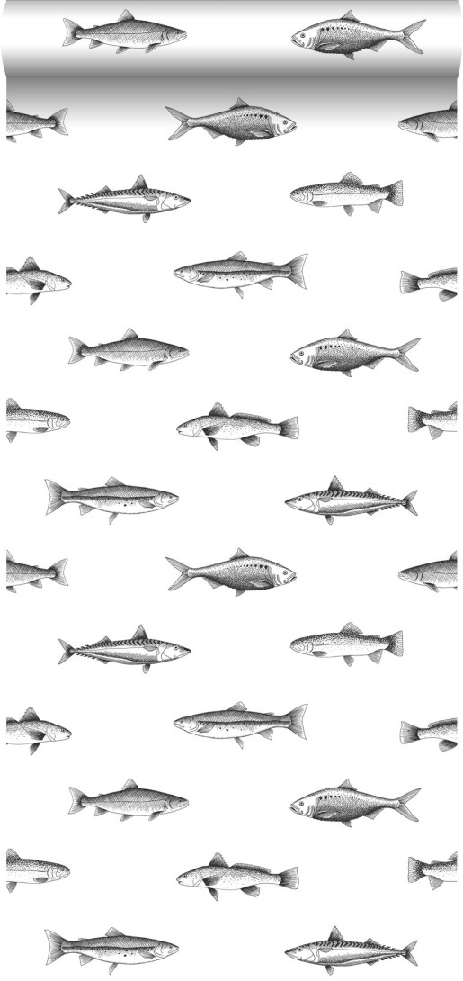 Tapeta Esta Black & White With A Splash Of Gold 138967 Pen Drawing Fish