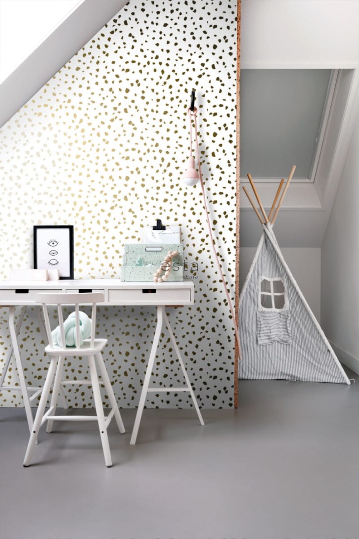 Tapeta Esta Black & White With A Splash Of Gold 139133 Terrazzo