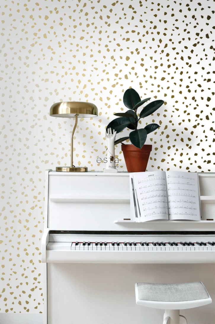 Tapeta Esta Black & White With A Splash Of Gold 139133 Terrazzo