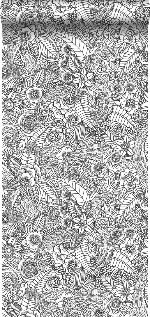 Tapeta Esta Black & White With A Splash Of Gold 139117 Pen Drawing Flowers