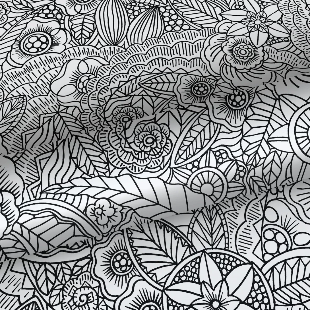 Tapeta Esta Black & White With A Splash Of Gold 139117 Pen Drawing Flowers