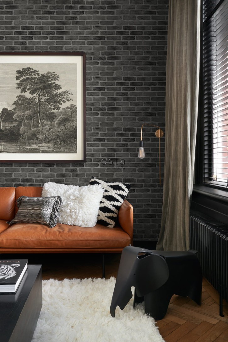 Tapeta Esta Black & White With A Splash Of Gold 139138 Brick Wall