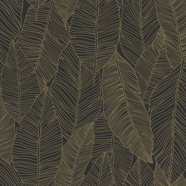 Tapeta Esta Black & White With A Splash Of Gold 139126 Pen Drawn Leaves
