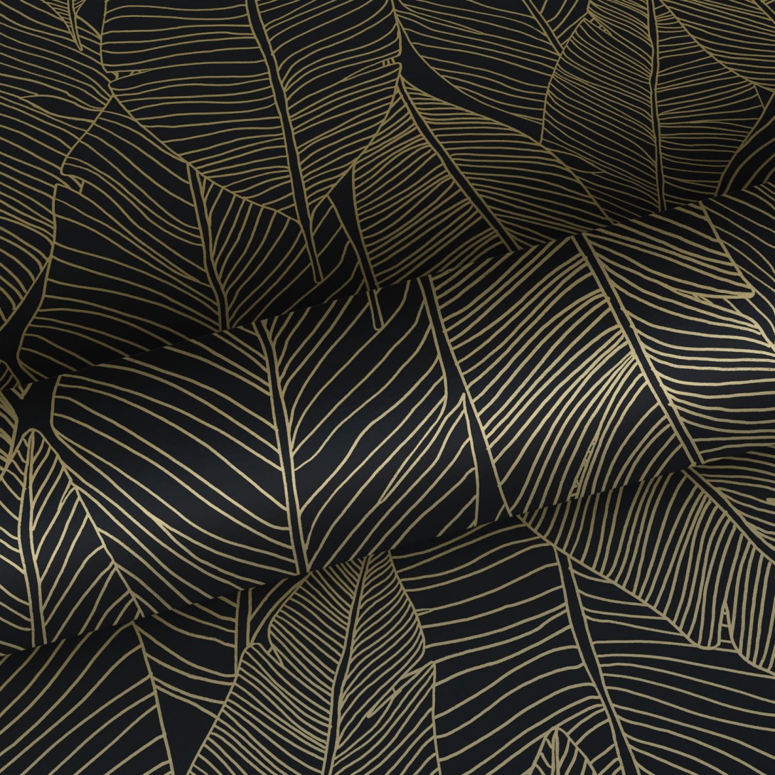 Tapeta Esta Black & White With A Splash Of Gold 139126 Pen Drawn Leaves