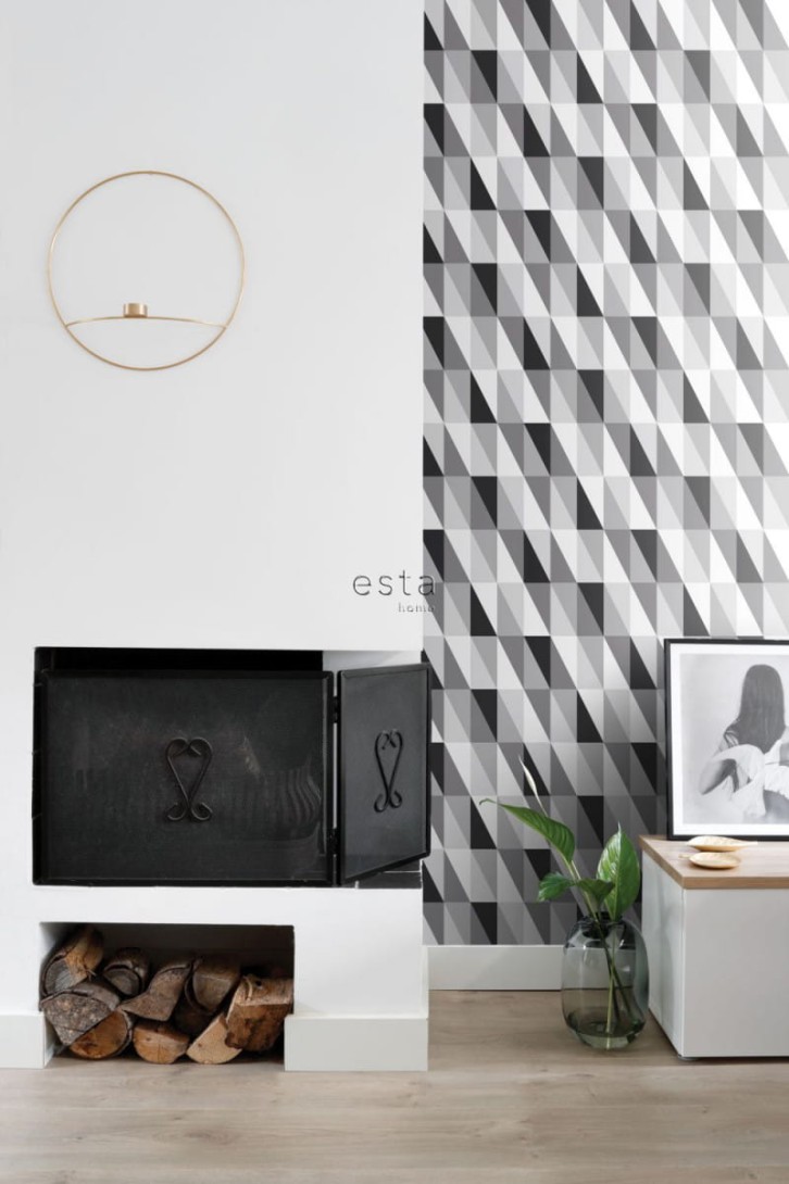 Tapeta Esta Black & White With A Splash Of Gold 139121 Graphical Triangles