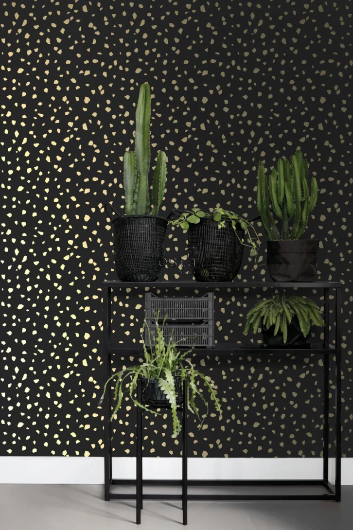 Tapeta Esta Black & White With A Splash Of Gold 139134 Terrazzo