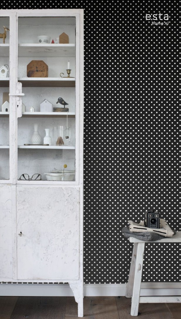 Tapeta Esta Black & White With A Splash Of Gold 138501 Polka Dots