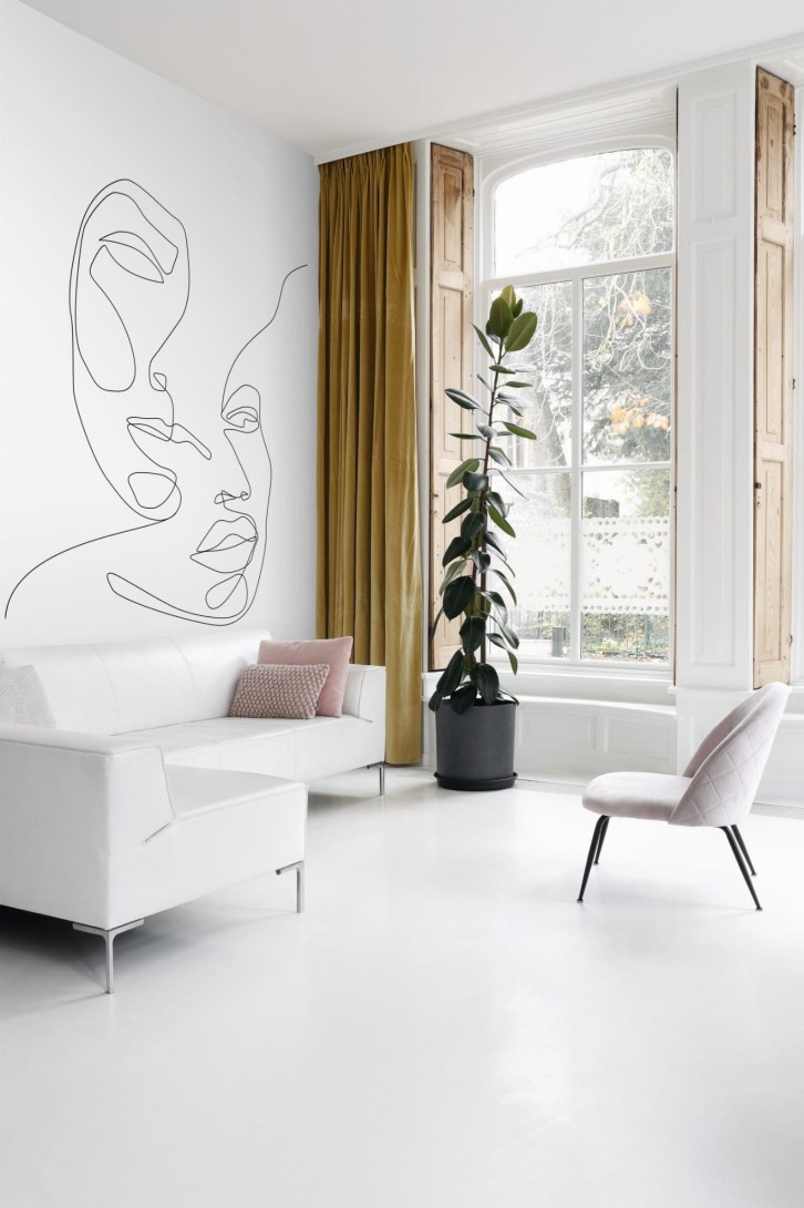 Mural Esta Black & White With A Splash Of Gold 158936 Mural Faces