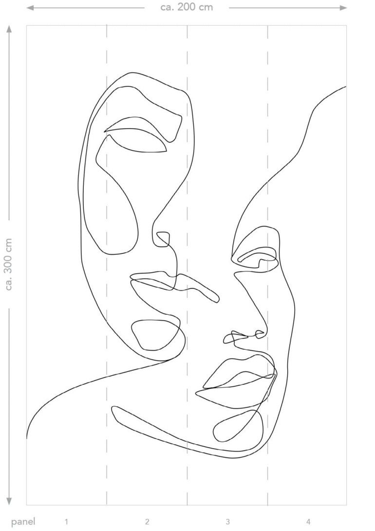 Mural Esta Black & White With A Splash Of Gold 158936 Mural Faces