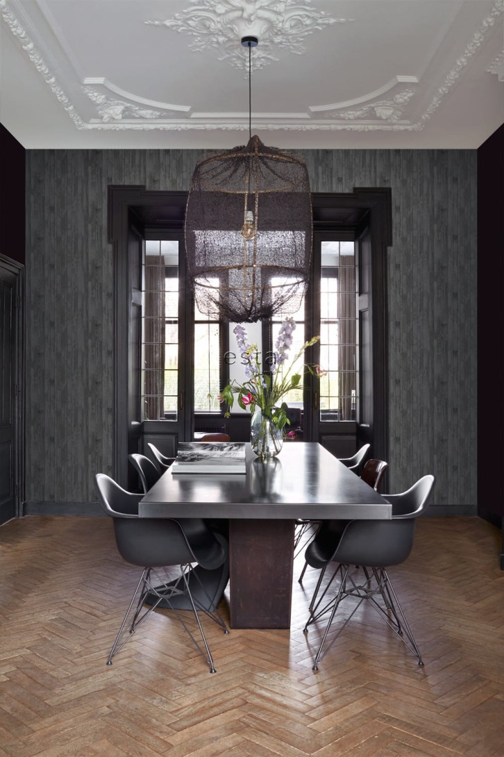 Tapeta Esta Black & White With A Splash Of Gold 128841 Wooden Planks