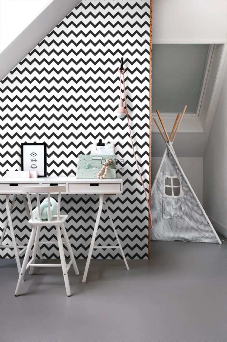 Tapeta Esta Black & White With A Splash Of Gold 139115 ZigZag Motif