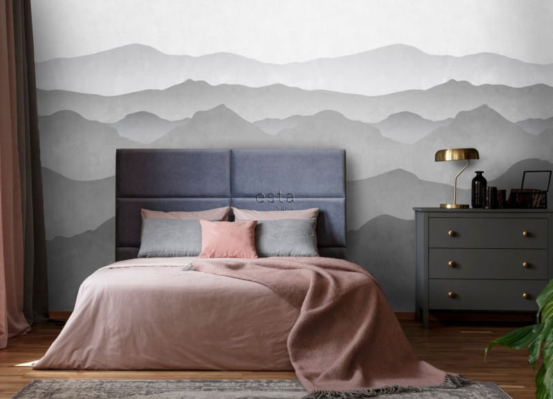 Mural Esta Black & White With A Splash Of Gold 158939 Mural Mountains