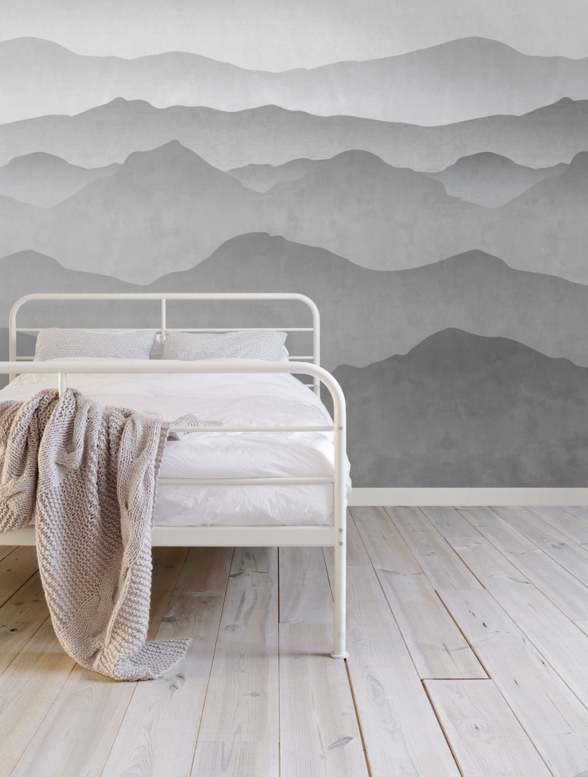 Mural Esta Black & White With A Splash Of Gold 158939 Mural Mountains