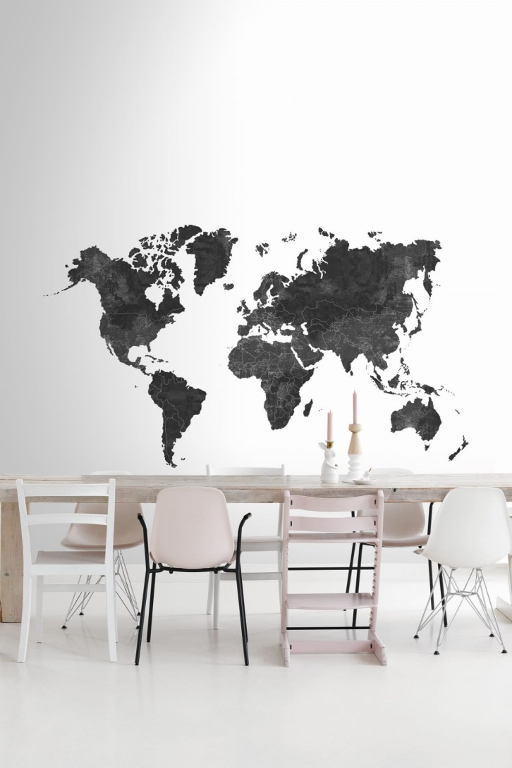 Mural Esta Black & White With A Splash Of Gold 158941 Mural World Map