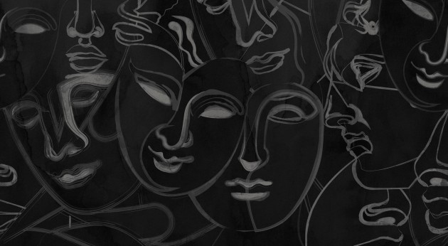 London Art 20062-02 Exclusive 20 Hellenes - mural w maski antyczne