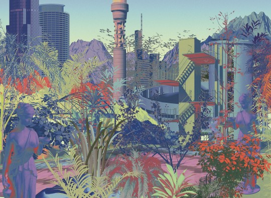 London Art 19043-02 Exclusive 19 Futuropolis - mural futurystyczny z miastem