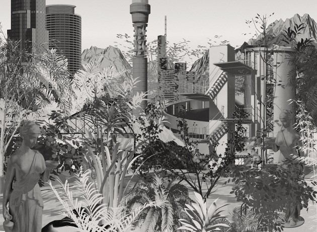 London Art 19043-03 Exclusive 19 Futuropolis - mural futurystyczny z miastem